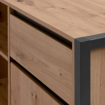 Bureau d'angle chêne artisan/ anthracite Denver - Le Dépôt Bailleul