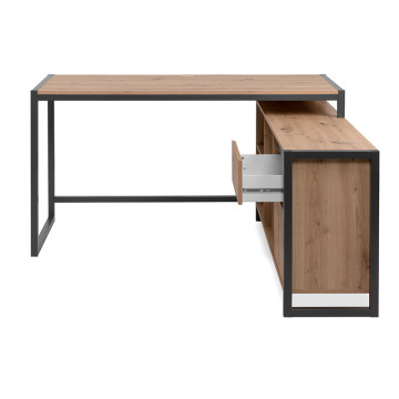 Bureau d'angle chêne artisan/ anthracite Denver - Le Dépôt Bailleul