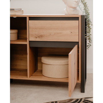 Bureau d'angle chêne artisan/ anthracite Denver - Le Dépôt Bailleul