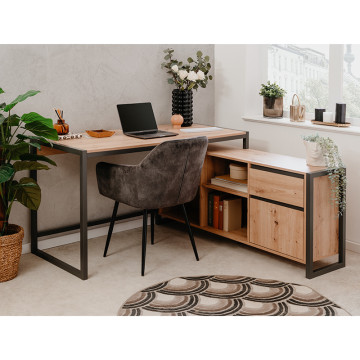 Bureau d'angle chêne artisan/ anthracite Denver - Le Dépôt Bailleul