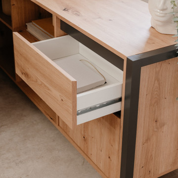 Bureau d'angle chêne artisan/ anthracite Denver - Le Dépôt Bailleul