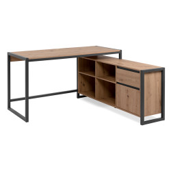 Bureau d'angle chêne artisan/ anthracite Denver - Le Dépôt Bailleul