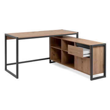 Bureau d'angle chêne artisan/ anthracite Denver - Le Dépôt Bailleul