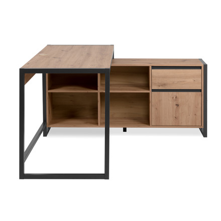 Bureau d'angle rotatif avec rangement effet bois L144cm - ALICIA