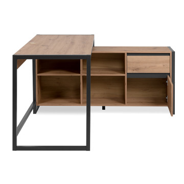 Bureau d'angle chêne artisan/ anthracite Denver - Le Dépôt Bailleul
