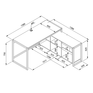Bureau d'angle chêne artisan/ anthracite Denver - Le Dépôt Bailleul
