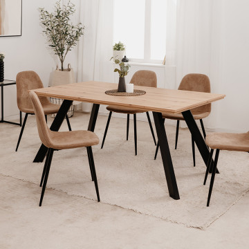 Table à manger 160 cm pieds métal inclinés Konstanz - Le Dépôt Bailleul