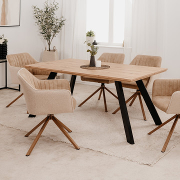 Table à manger 160 cm pieds métal inclinés Konstanz - Le Dépôt Bailleul