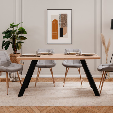 Table à manger 160 cm pieds métal inclinés Konstanz - Le Dépôt Bailleul