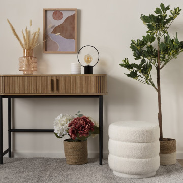 Pouf moumoute blanc Sinan Atmosphera - Le Dépôt Bailleul