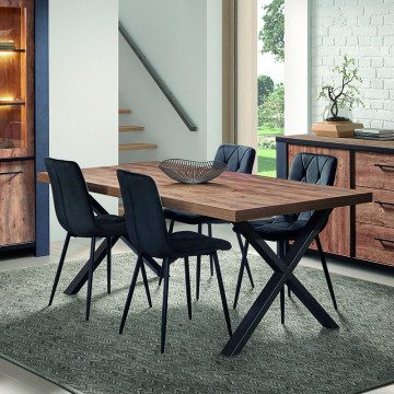 Table à manger fixe 200 cm pieds X Stone - Le Dépôt Bailleul