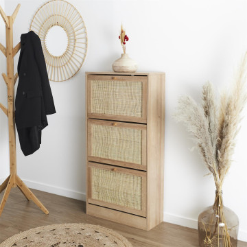 Meuble range chaussures 3 abattants cannage Bali- Le Dépôt Bailleul