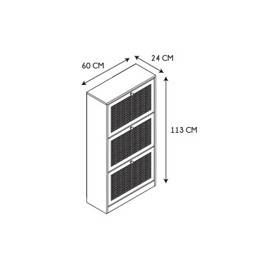 Meuble range chaussures 3 abattants cannage Bali- Le Dépôt Bailleul