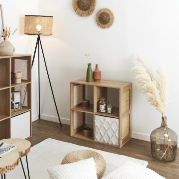 Etagère 4 cases cannage Bali - Le Dépôt Bailleul