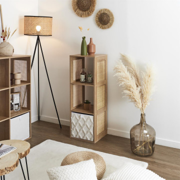 Etagère 3 cases cannage Bali - Le Dépôt Bailleul