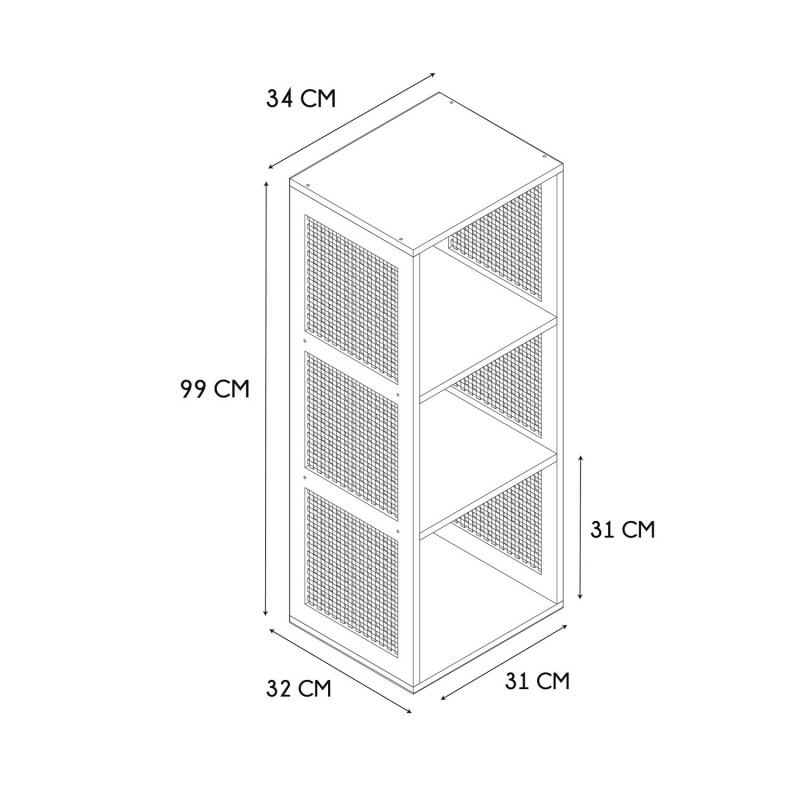 étagère - Home Deco Factory - Bali - Modulable - 4 Cases - Marron