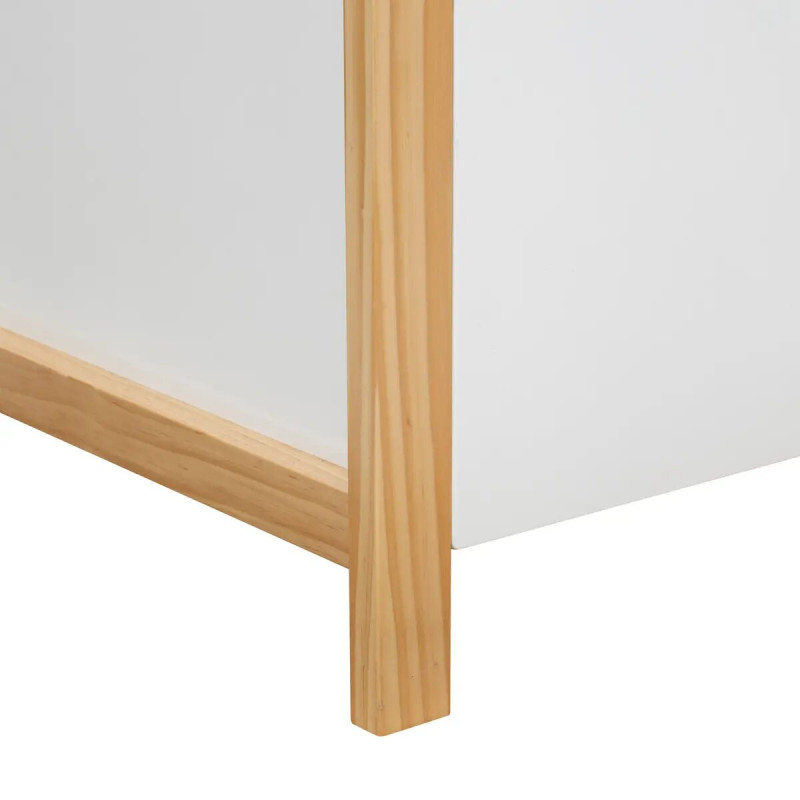 Meuble Bas TV 2 Portes 1 étagère Lee Atmosphera - Bois FSC, Effet Bouleau Beige - 140x40x45 Cm