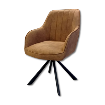 Chaise rotative Xara cognac pieds métal noir - Le Dépôt Bailleul