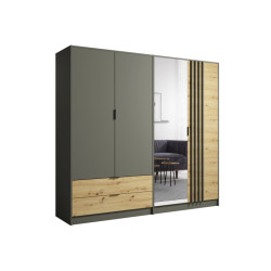 Armoire 4 portes avec miroir + 2 tiroirs Rimini - Le Dépôt Bailleul