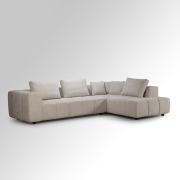 Canapé d'angle droit avec pouf Champion beige - Le Dépôt Bailleul