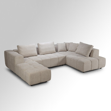 Canapé d'angle droit avec pouf Champion beige - Le Dépôt Bailleul