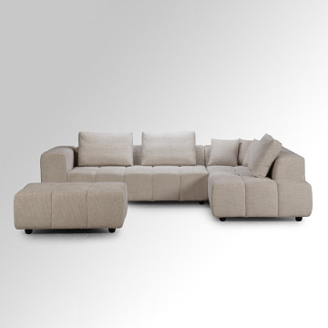 Canapé d'angle droit avec pouf Champion beige - Le Dépôt Bailleul