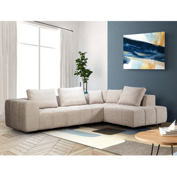 Canapé d'angle droit avec pouf Champion beige - Le Dépôt Bailleul