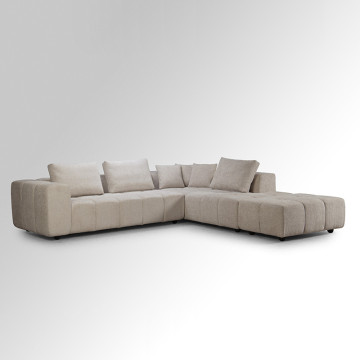 Canapé d'angle droit avec pouf Champion beige - Le Dépôt Bailleul