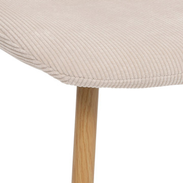 Chaise Roka velours côtelé beige pieds effet bois Atmosphera - Le Dépôt Bailleul