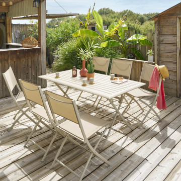 Table aluminium Azua 6 places argile Hespéride - Le Dépôt Bailleul