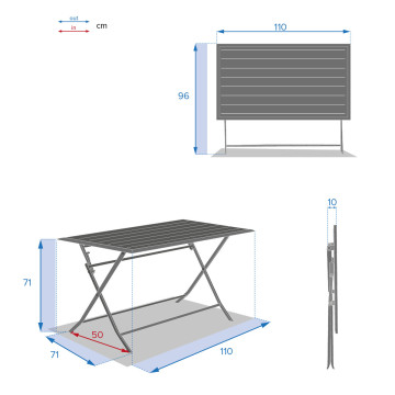 Table aluminium Azua 4 places argile Hespéride - Le Dépôt Bailleul