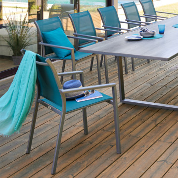 Fauteuil repas Essentia bleu canard/graphite Hespéride - Le Dépôt Bailleul