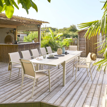 Table rectangulaire extensible Piazza 12 p. argile Hespéride - Dépôt Bailleul