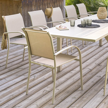 Fauteuil empilable Piazza Hespéride lin/argile - Le Dépôt Bailleul