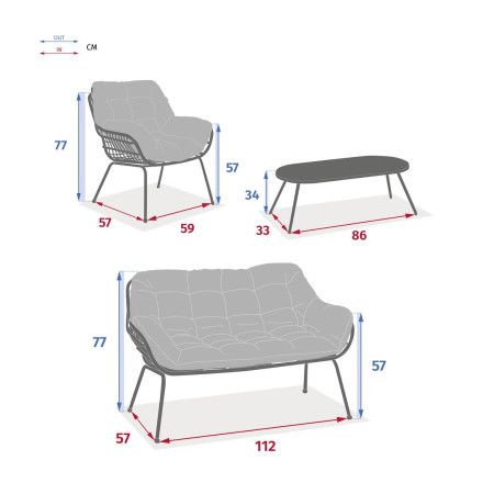 Salon de jardin 4 places Paopao graphite Hespéride - Le Dépôt Bailleul