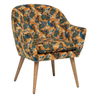 Fauteuil motif jungle ocre...