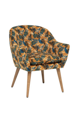 Fauteuil motif jungle ocre...