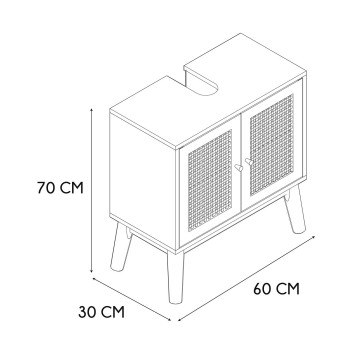 Meuble sous lavabo 2 portes cannage Bali - Le Dépôt Bailleul