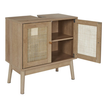 Meuble sous lavabo 2 portes cannage Bali - Le Dépôt Bailleul