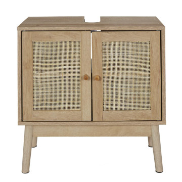 Meuble sous lavabo 2 portes cannage Bali - Le Dépôt Bailleul