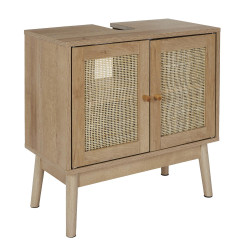 Meuble sous lavabo 2 portes cannage Bali - Le Dépôt Bailleul