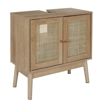 Meuble sous lavabo 2 portes cannage Bali - Le Dépôt Bailleul