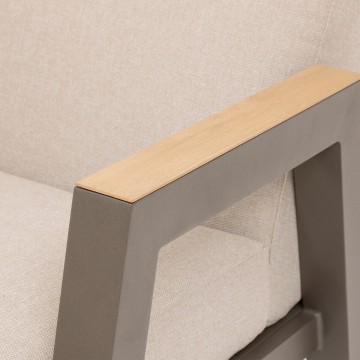 Salon de jardin 5 places Axiome beige et praline Hespéride - Le Dépôt Bailleul