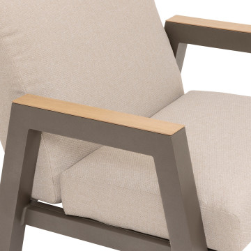 Salon de jardin 5 places Axiome beige et praline Hespéride - Le Dépôt Bailleul