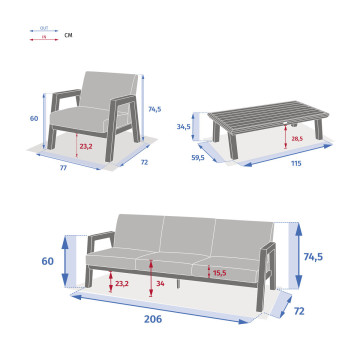Salon de jardin 5 places Axiome beige et praline Hespéride - Le Dépôt Bailleul