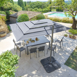 Parasol 4x3 m Melhia multi toiles oléfine anthracite Hespéride - Le Dépôt Bailleul