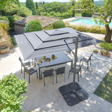 Parasol 4x3 m Melhia multi toiles oléfine anthracite Hespéride - Le Dépôt Bailleul