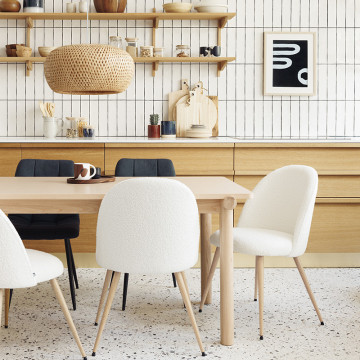 Chaise bouclette Slano blanc Atmosphera - Le Dépôt Bailleul