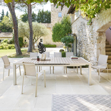 Table extensible 10p Evasion lin et argile Hespéride - Le Dépôt Bailleul