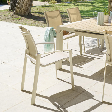 Fauteuil extérieur Axant lin/argile Hespéride - Le Dépôt Bailleul